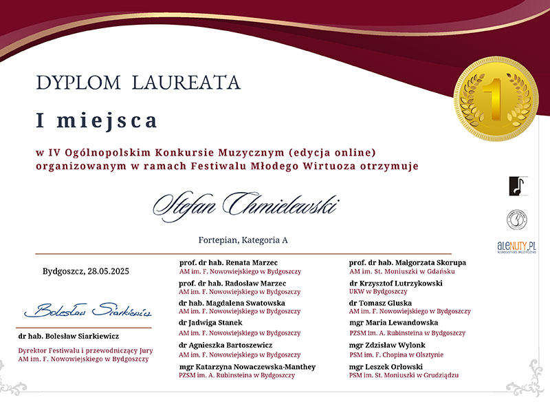 Kolejne sukcesy pianistów na Festiwalu Młodego Wirtuoza