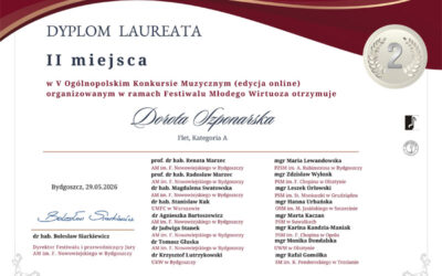 Uczennica klasy fletu laureatką Ogólnopolskiego Konkursu Muzycznego online